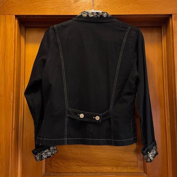 Paris Saint Germain Black Denim Embroidered Jacket Women’s Extra Small Vintage - Picture 4 of 7